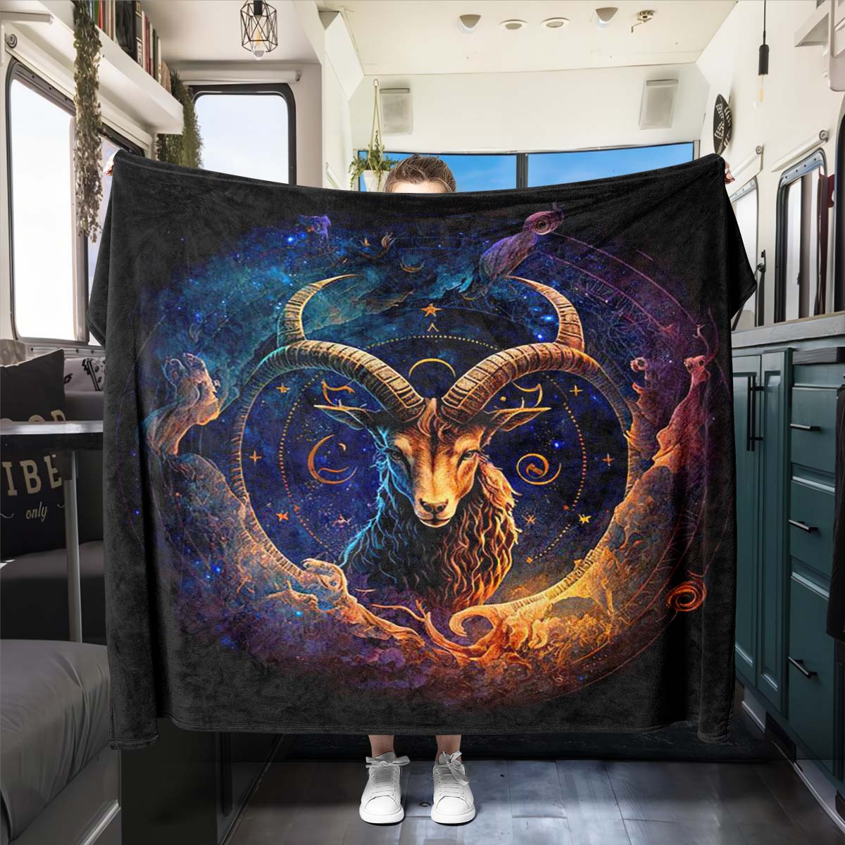 

Capricorn Zodiac Constellation Art Print Flannel Blanket - Polyester Soft Office Chair Throw For All Seasons - Indoor & Outdoor Use Lightweight Astrological Decorative Tapestry - 100% Polyester