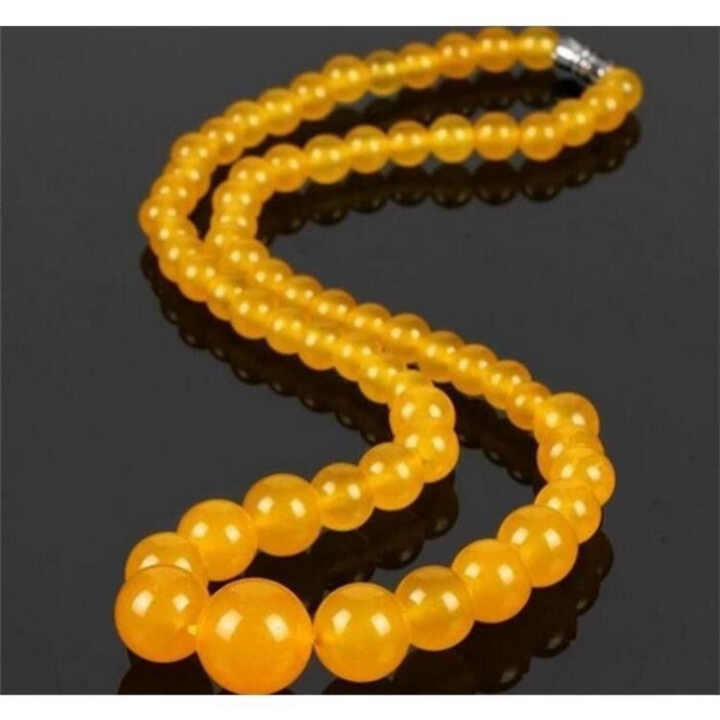 

Natural Yellow Jade Beads Necklace, Fashion Versatile Necklace Jewelry For Men