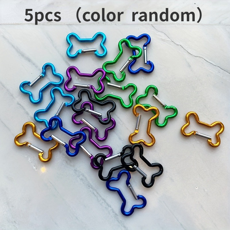 5pcs Bone Shaped Outdoor Hooks, Random Colors, Durable Bone Shaped Outdoor Keychains, Outdoor Buttons For Daily Use