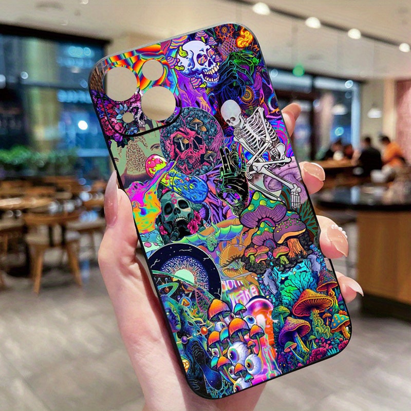 

Shockproof Art Aesthetic Tpu Phone Case For 11/12/13/14/15 Pro Max Plus Xr - Colorful And Mushroom Design, Durable Anti-fall Protection, Ideal Gift For Boys And Friends