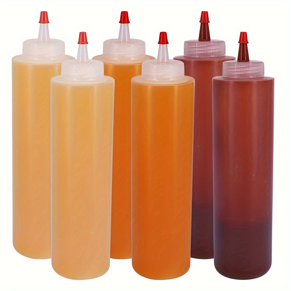 

6pcs 8oz/250ml Plastic Squeeze Condiment Bottles, Dispensers For , Salad Dressings, Sauces - Kitchen And Restaurant Use