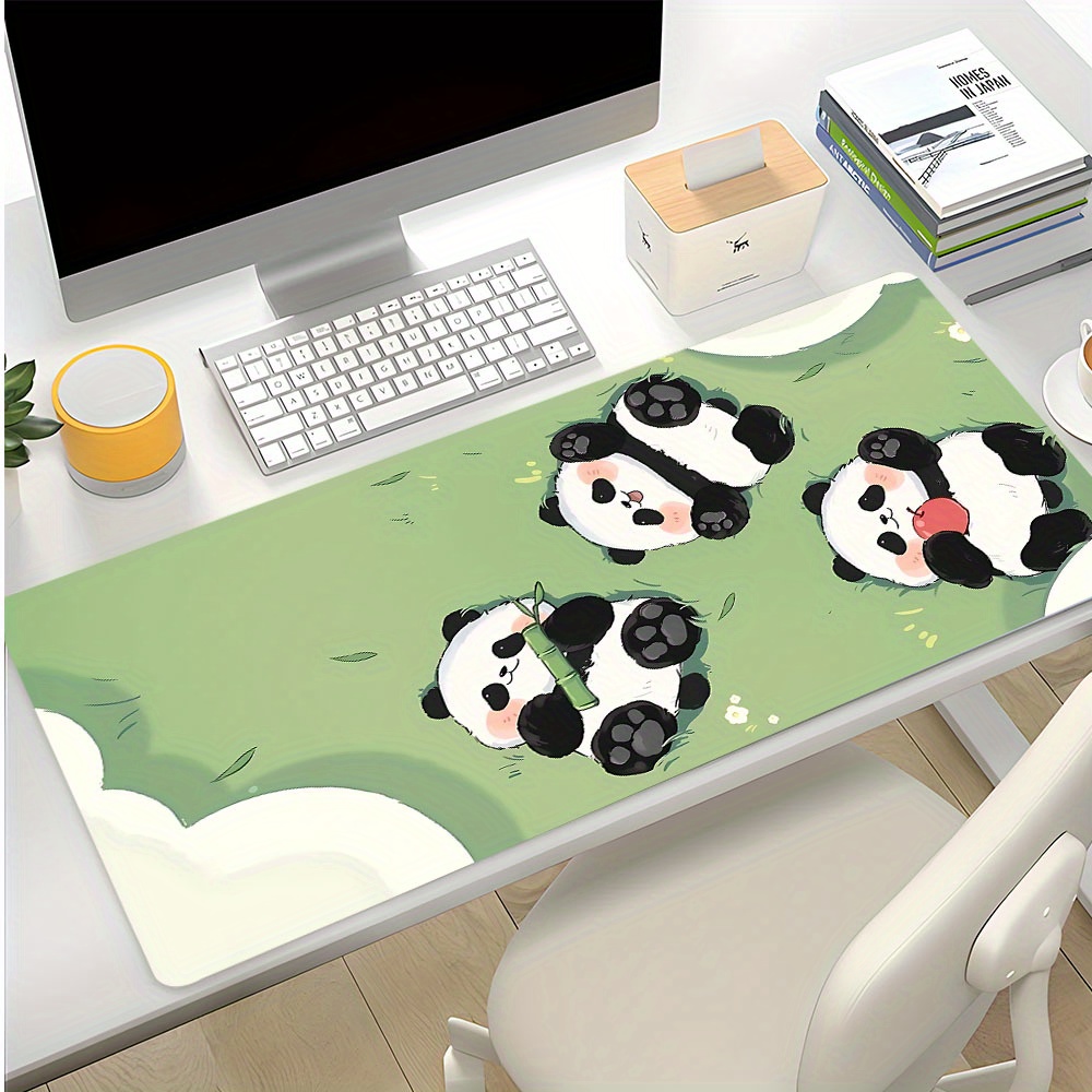 

Large Gaming Desk Mat With Cute Panda Pattern - Green Chinese Style, Non-slip Natural Rubber Keyboard Pad 35.4x15.7 Inches For Home Office, Ideal Gift For Students, Boys, Girls, Friends