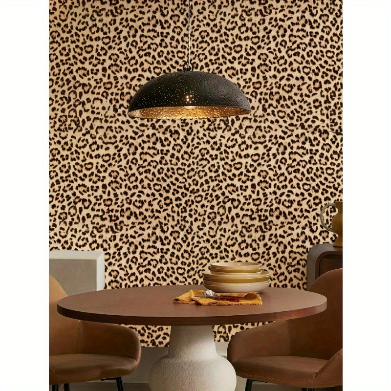 

1 Roll Fashion Leopard Vinyl Pvc Decorative Wallpaper, Waterproof Vinyl Contact Paper, Diy Self Adhesive Wallpaper, Yellow Leopard Wallpaper For Bedroom Decoration