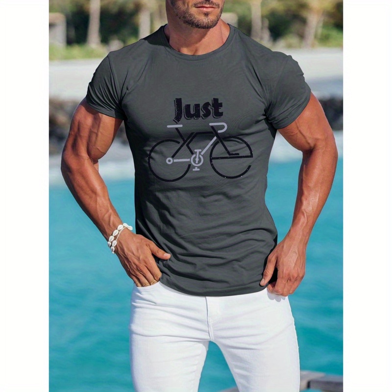 

T-shirt sportif à manches courtes et col rond pour homme, avec motif de vélo, confortable et polyvalent, idéal pour l'été et le printemps, style athlétique, coupe confortable, parfait comme cadeau