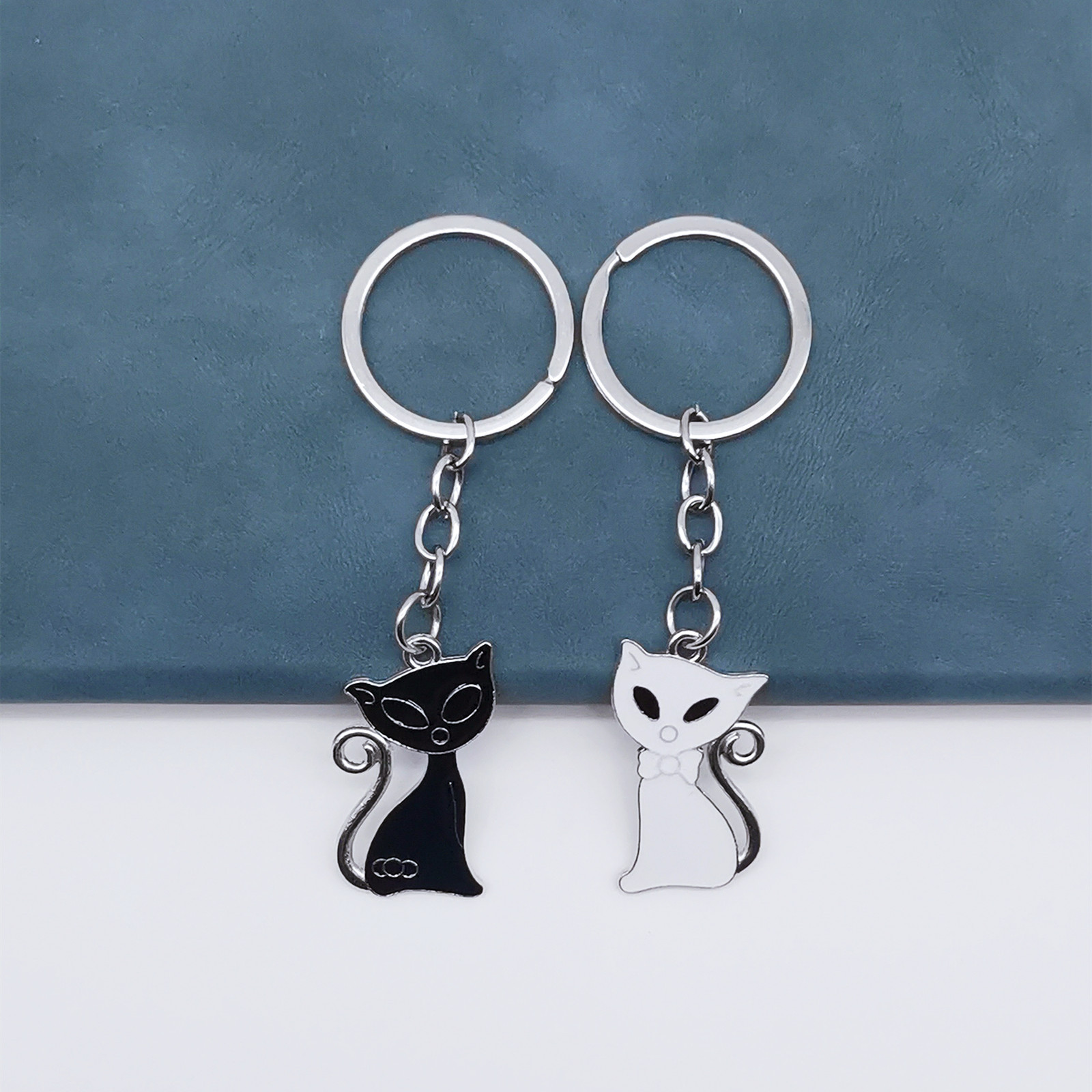 Llaveros Pareja Gatos NyxSeat - Acero Inoxidable, Incluye Caja Regalo