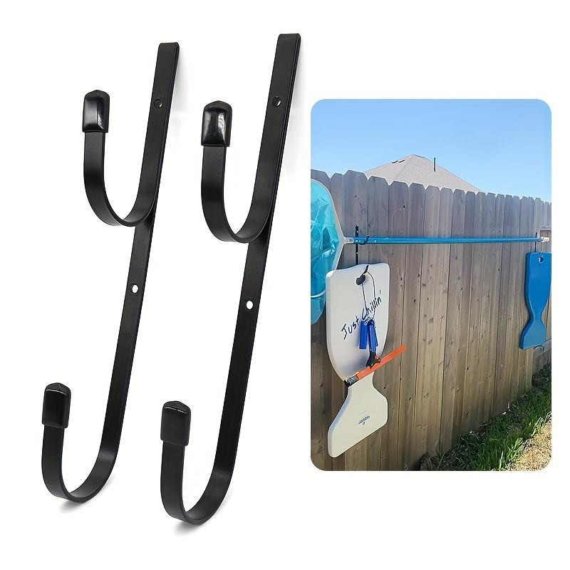 

2pcs, Pool Pole Hooks Hanger, Pool Fence Hooks, Pool Pole Holder For Telescopic Poles, Skimmers, Leaf Rakes, Nets, Brushes, Vacuum Hose, Garden Tools And Swimming Pool Accessories, Black