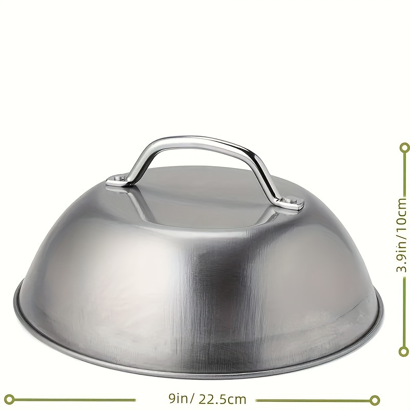 premium stainless steel steak cover with handheld design   bbqs restaurants   9in hemispherical food protector details 3