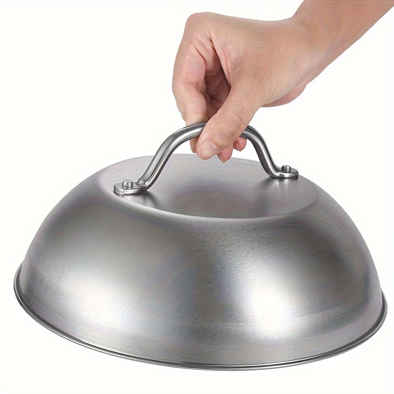 premium stainless steel steak cover with handheld design   bbqs restaurants   9in hemispherical food protector details 4