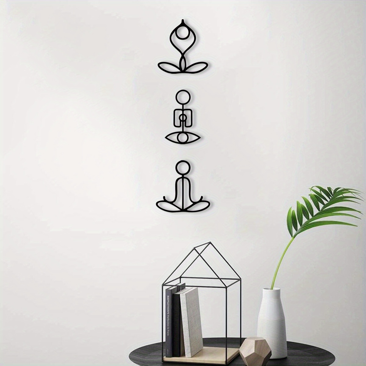 TEMU Art Mural Métal Trois Pièces de Yoga - Décoration Métal Yoga, Décoration Maison Méditation, Ornement Mural Métal, Art Ligne Yoga