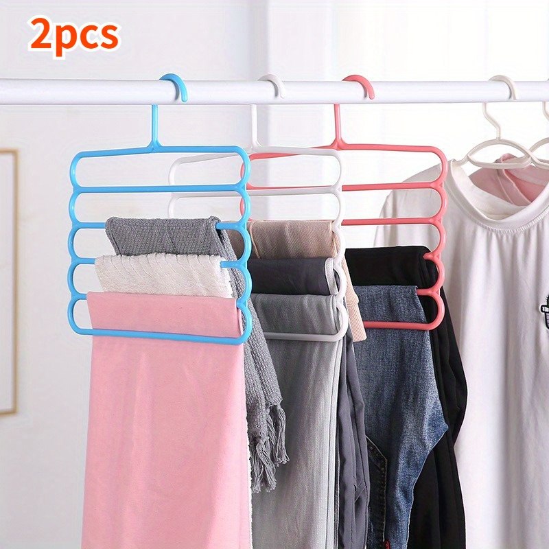 

3pcs 5-tier Metal Pants Hanger For Clothing Shop, Foldable Non-slip Clothes Rack For Ties, Pants, Scarves, Household Space Saving Organizer For Closet, Wardrobe, Home, Dorm, Bedroom