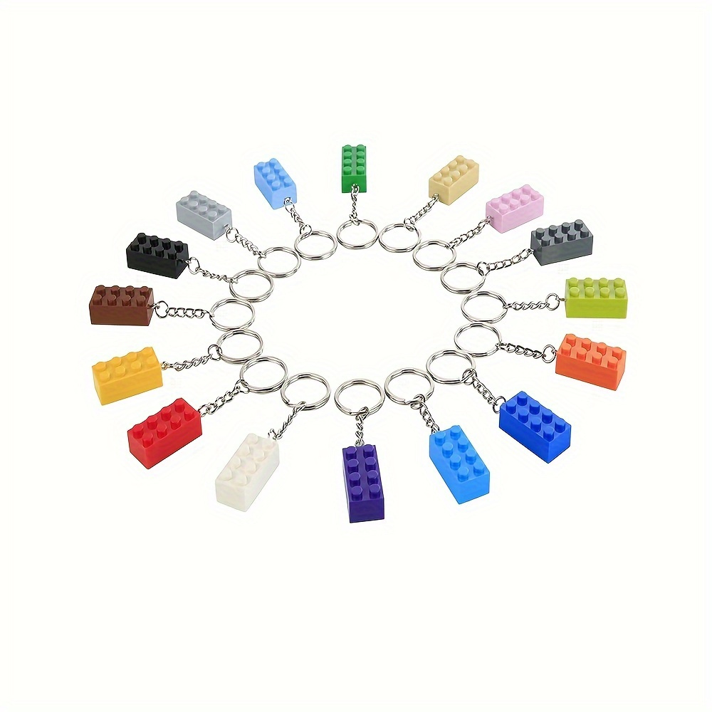 

16pcs Building Blocks Keychain Funny Key Ring Purse Bag Backpack Car Charm Festival Party Favors Day Gift