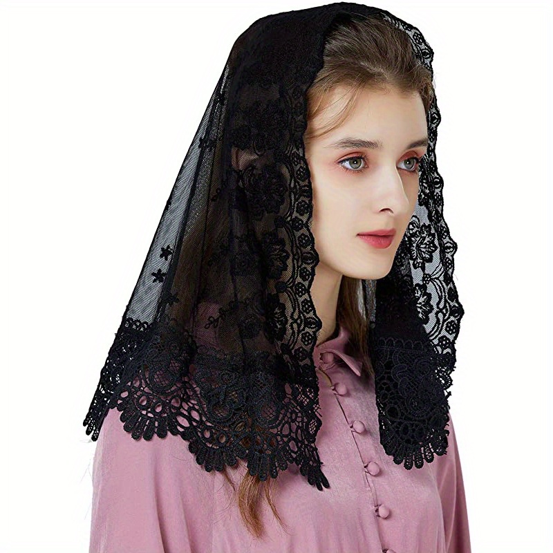 

Ladies Floral Mantilla Lace Shawls, Romantic White & Elegant Black, Bridal Veils With Delicate Lace Edges