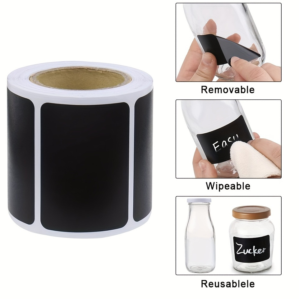 

120pcs Waterproof Blackboard Label Sticker Roll With Marker Pen, Reusable Chalkboard Adhesive Labels For Storage Bins, Parties, Craft Rooms, Weddings - Paper Material, Removable And Wipeable