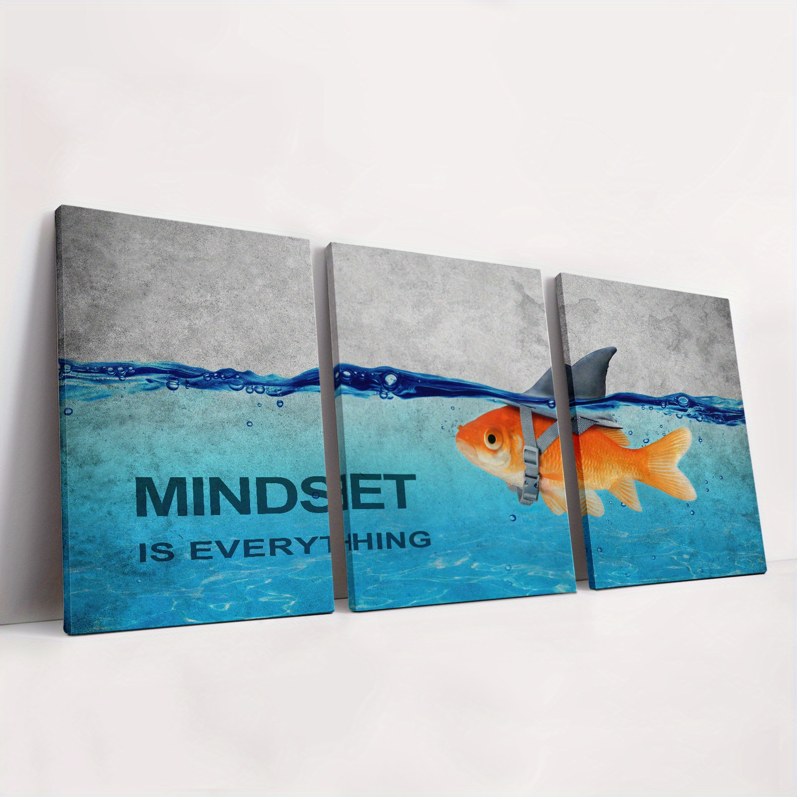 THRLVEART Mindset Is Everything Wall-Art - Blue Motivational Posters Canvas  Wall Art Bedroom Decor For Men 