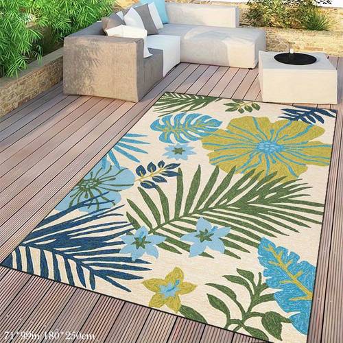 Beautiful Flower Pattern Rug, Modern Style Carpet, Area Rug, Outdoor Rug, Suitable For Dining Room, Cafe, Living Room, Bedroom, Balcony, Machine Washable, Indoor Outdoor Rug