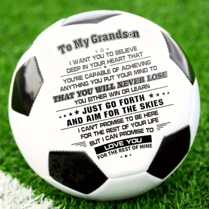 

1pc Printed Soccer Ball, Football Gifts To My Grandson, Size 5 Ball - Anniversary Birthday Wedding Graduation Gifts - Perfect For Outdoor & Indoor Match Or Game
