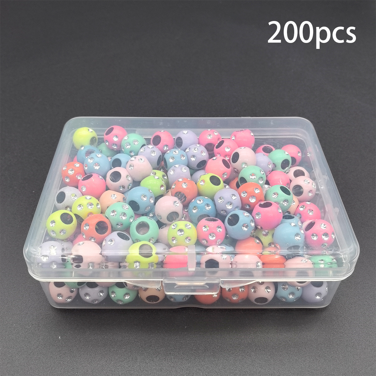 TEMU A Box Of 9mm Packaged Shiny Rhinestone Large Hole Acrylic Candy-colored Beads For Making Bracelets And Necklaces, Suitable For Jewelry Additions