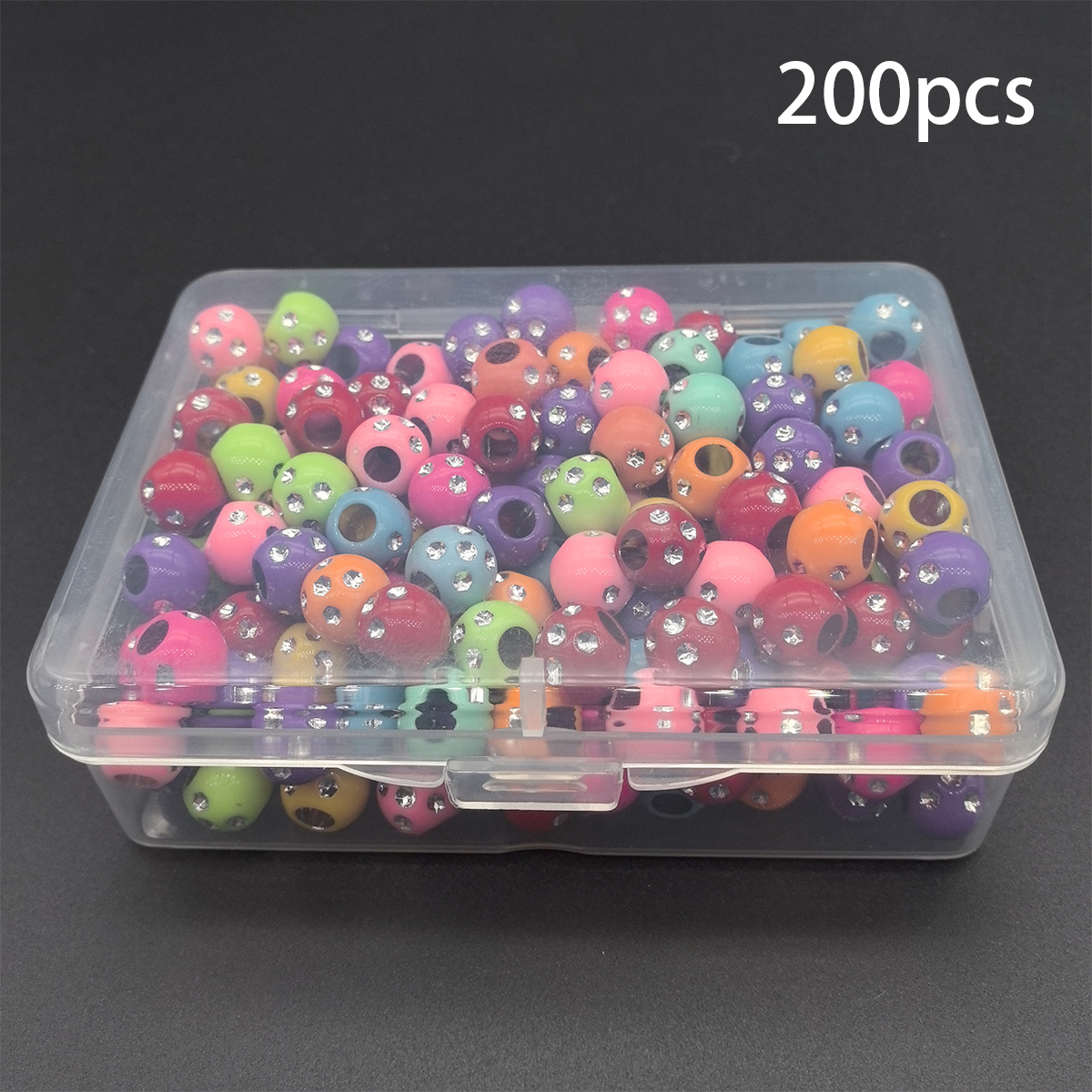 Image of A Box Of 9mm Packaged Shiny Rhinestone Large Hole Acrylic Candy-colored Beads For Making Bracelets And Necklaces, Suitable For Jewelry Additions