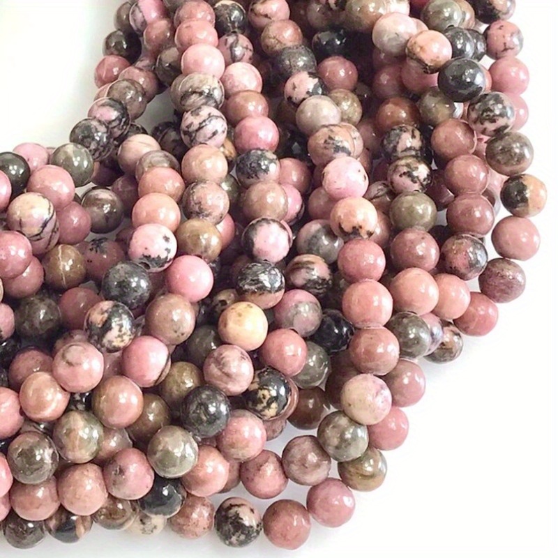 

1string Black Vein Pink Beads, Natural Gemstone Round Loose Beads, 4mm 6mm 8mm 10mm 12mm 15" Strand, Beading Craft