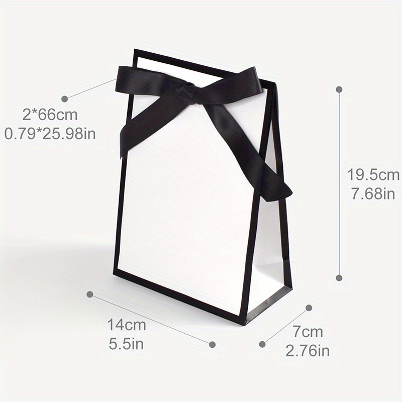 TEMU Gift For Her/him 5pcs Hepburn Style Minimalist Black And White Bow Clutch Bag Spot Tie Scarf Mini Gift Tote Bag