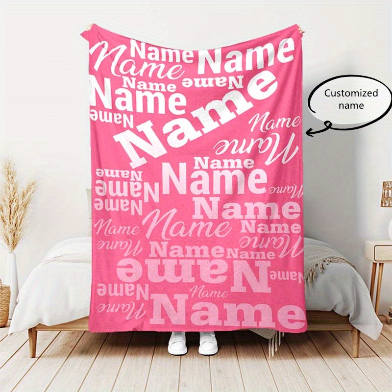 

1pc Blanket, Personalized Customized Name Or Text Outdoor Travel Blanket, Leisure Soft Sofa Blanket Suitable For Office Chair Nap, Blanket For Birthday Gift