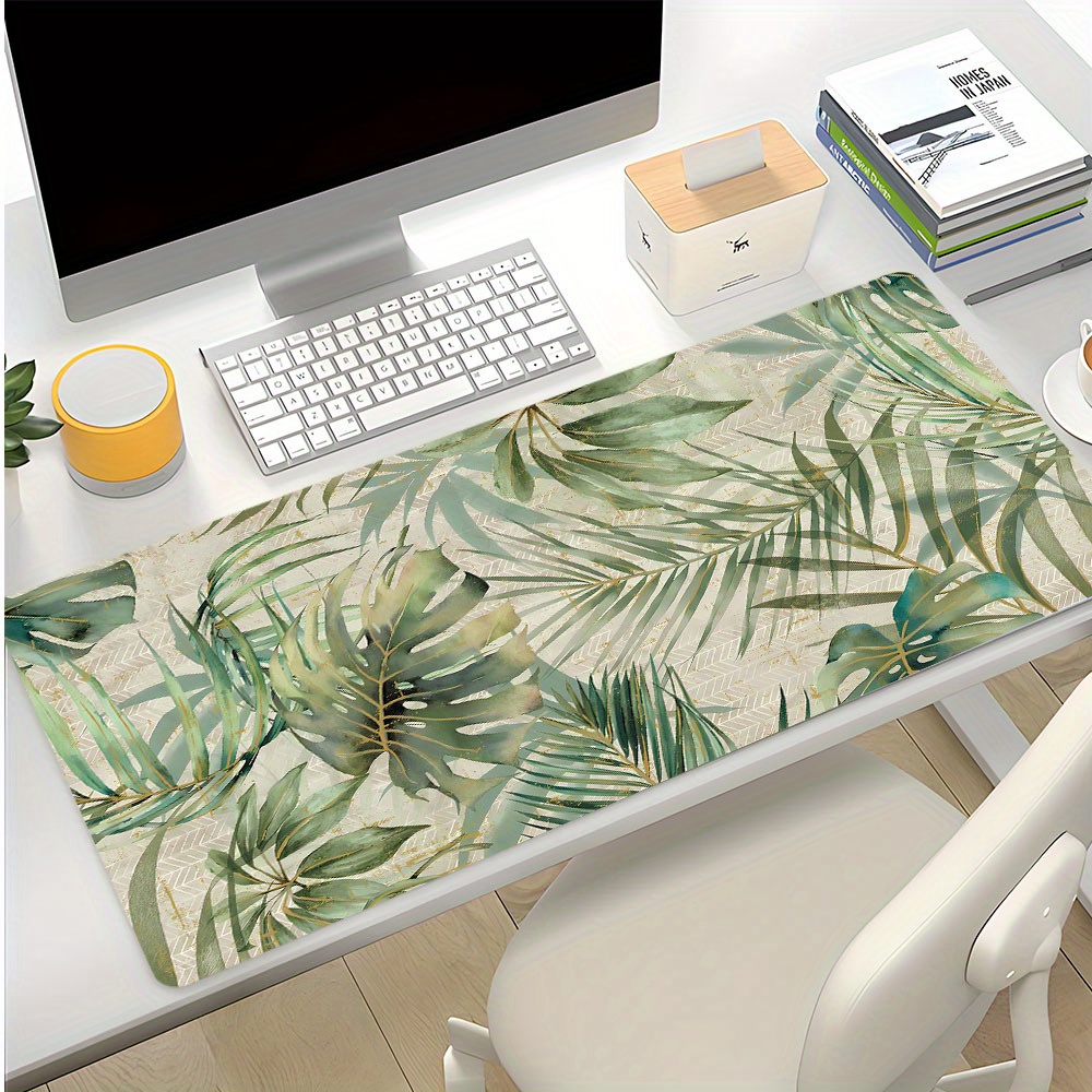 

Fresh Green Leaves Design Mouse Pad Large Gaming Office Desk Mat Keyboard Pad Natural Rubber Base Computer Mouse Mat 35.4x15.7inch Suitable For All Ages As Perfect Gift For Boys And Girls