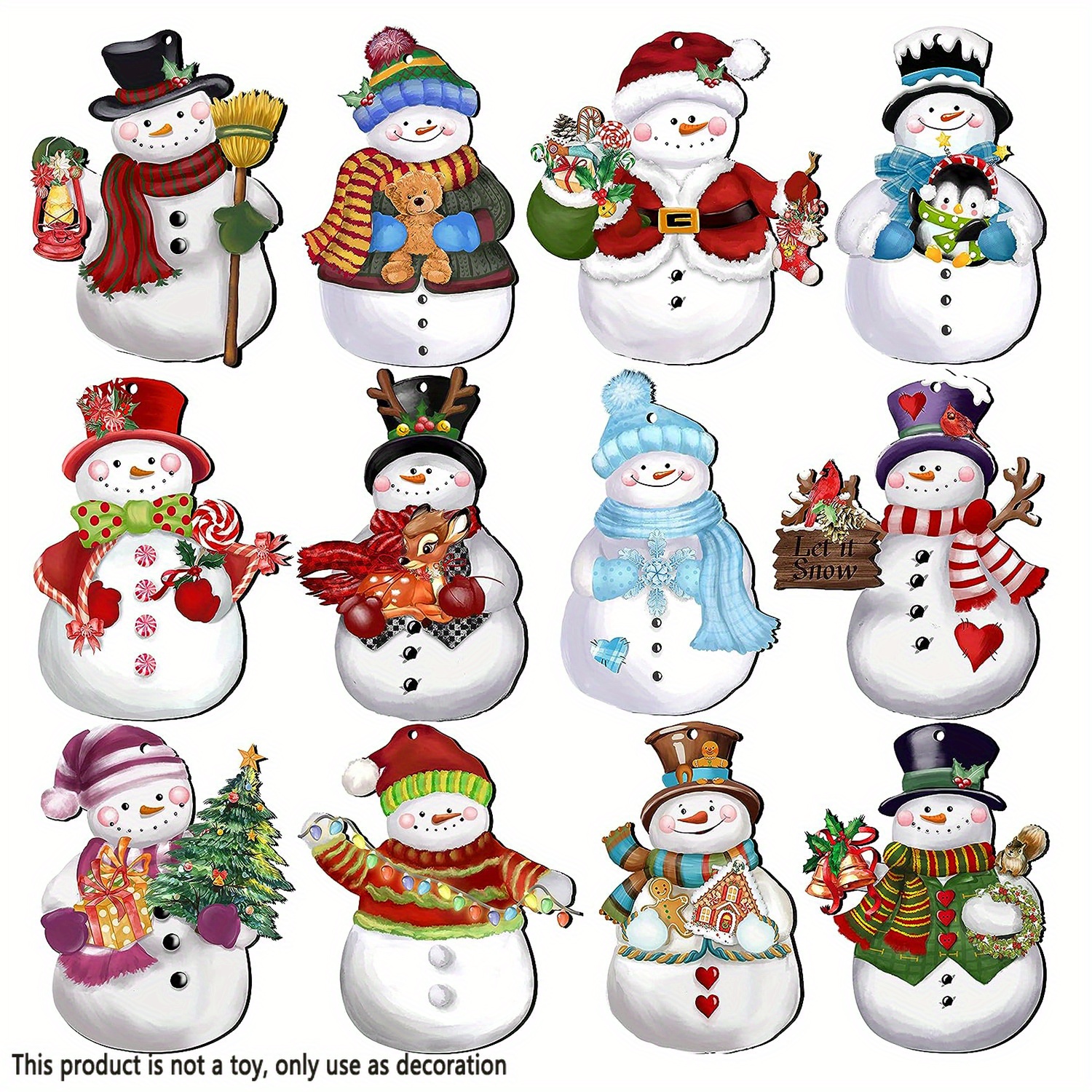 

24-piece Snowman Wooden Ornaments Set - Perfect For Christmas Tree, Garden & Yard Decorations, No Power Needed