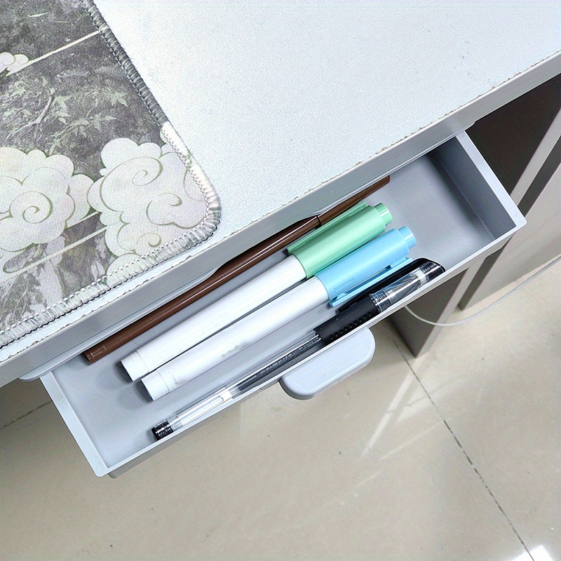 

Clear Under Desk Storage Box: Invisible Drawer For Office Organization - No Power Required, Plastic Material