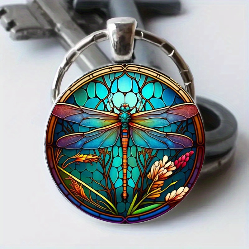 1pc beautiful dragonfly pattern keychain teachers day gift details 1