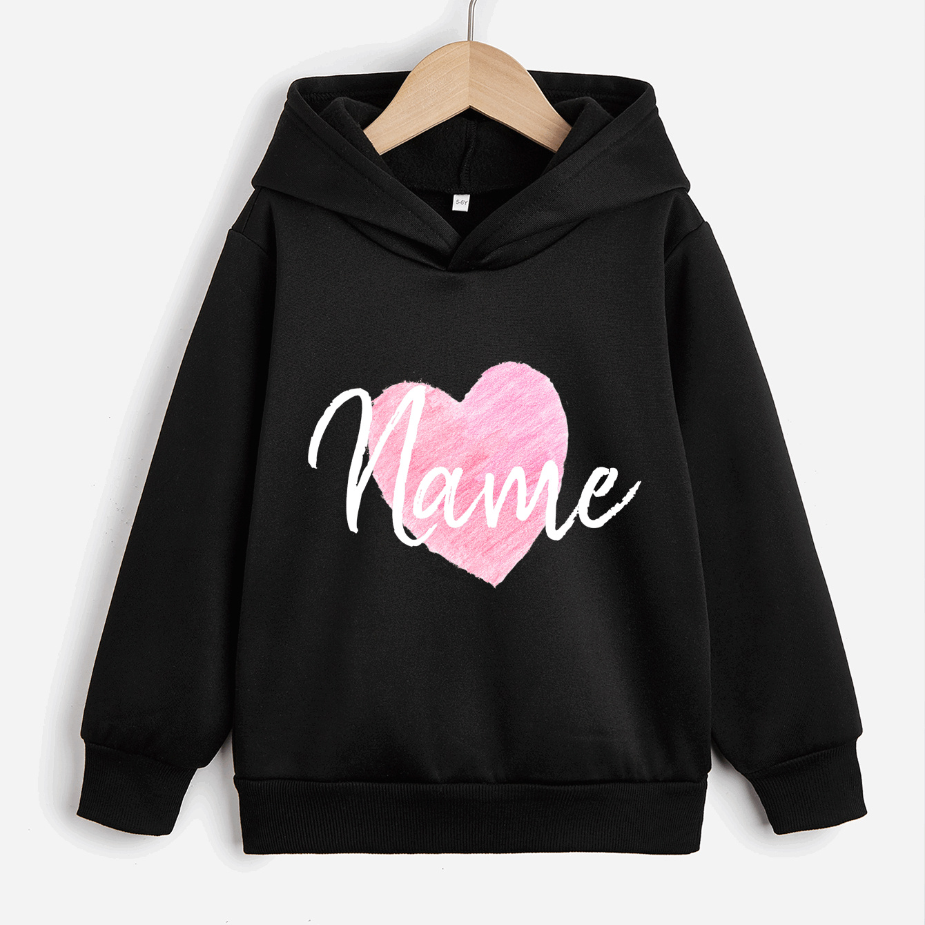 

Heart Pattern Print Fashion Customized Hoodie, Girl's Loose Casual Comfy Hooded Sweatshirt, Spring Fall Top Clothing