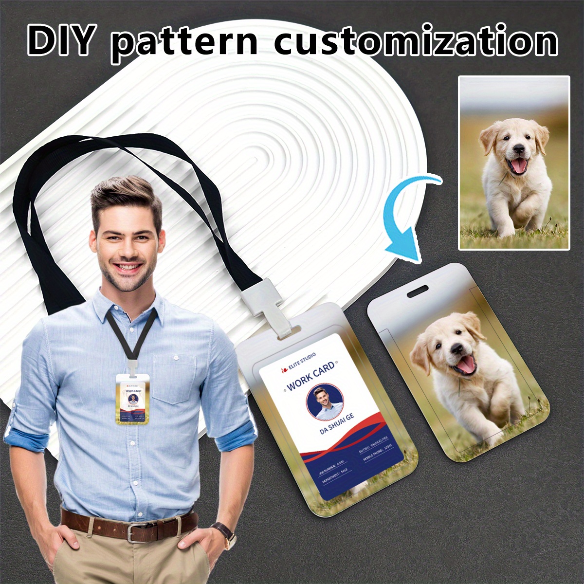 

Customizable Diy Badge Holder - Personalized Plastic Protector Sleeve With Lanyard, Ideal For Office Staff, Nurses, Teachers, Students - , Stylish Accessory, Id Card Badge Holder