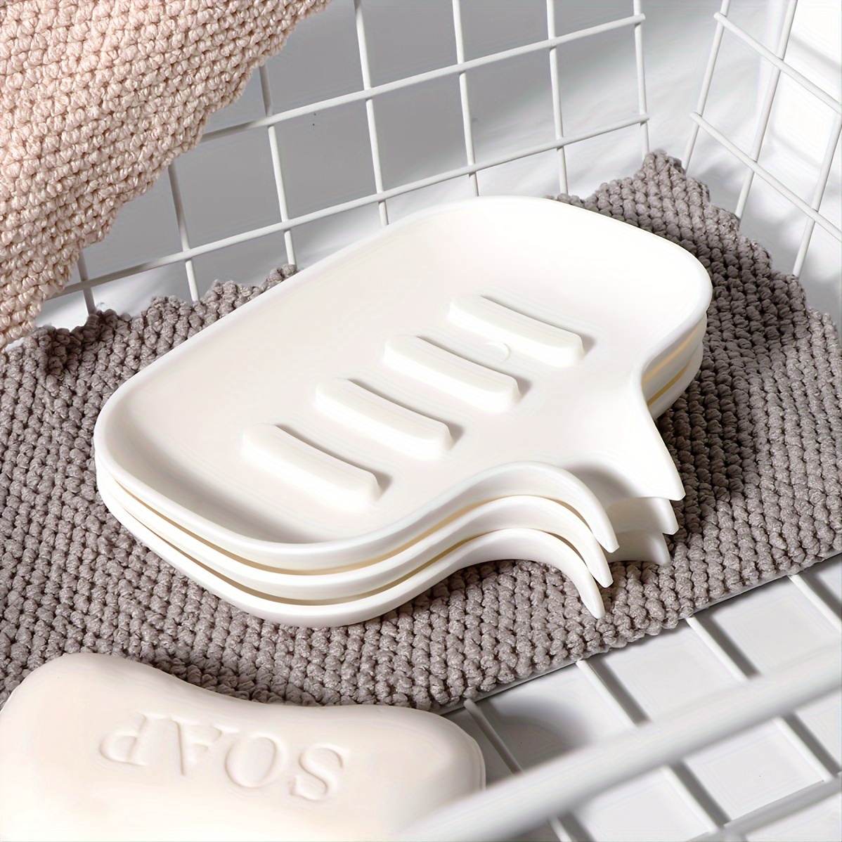 

1/3pcs Soap Holder, Self Draining White Simple Soap Dish, Bathroom Accessories, Home Plastic Soap Dish, Soap Holder