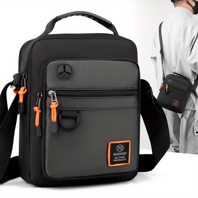 

1pc Men's Trendy Simple Shoulder Bag, Nylon Waterproof Casual Crossbody Bag, Outdoor Travel Sling Bag