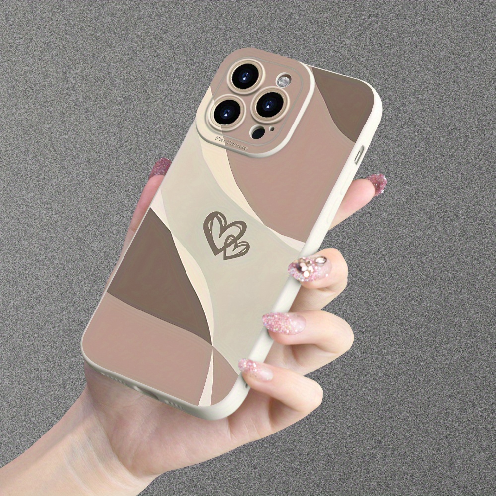 TEMU 1pc Soft Tpu Classic Fashion Phone Case, Straight Edge Phone Case, Love Print Phone Case, For Iphone