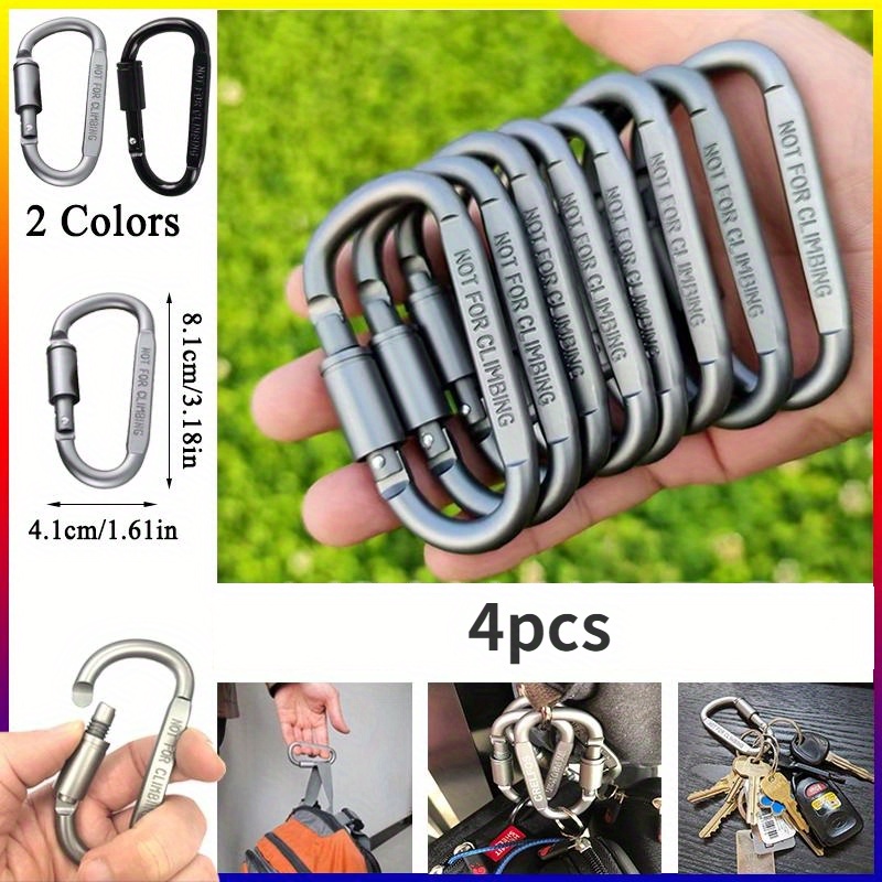 

4pcs, Carabiner Clips, Heavy Duty Metal Buckles For Outdoor Camping, Hiking