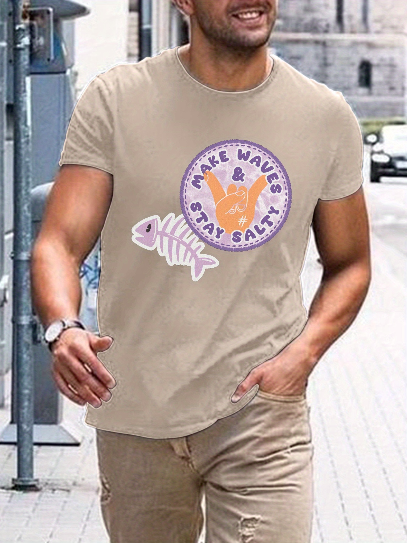 fish bone graphic mens short sleeve t shirt comfy stretchy Temu