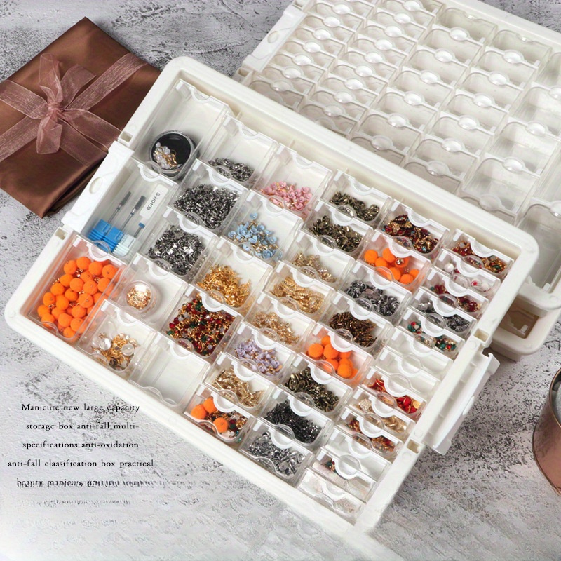 

1 Pc 42/50 Grids Clear Plastic Jewelry Bead Storage Box, Diy Art Craft Organizer Case, Portable Sorting Display With Removable Dividers For Beads