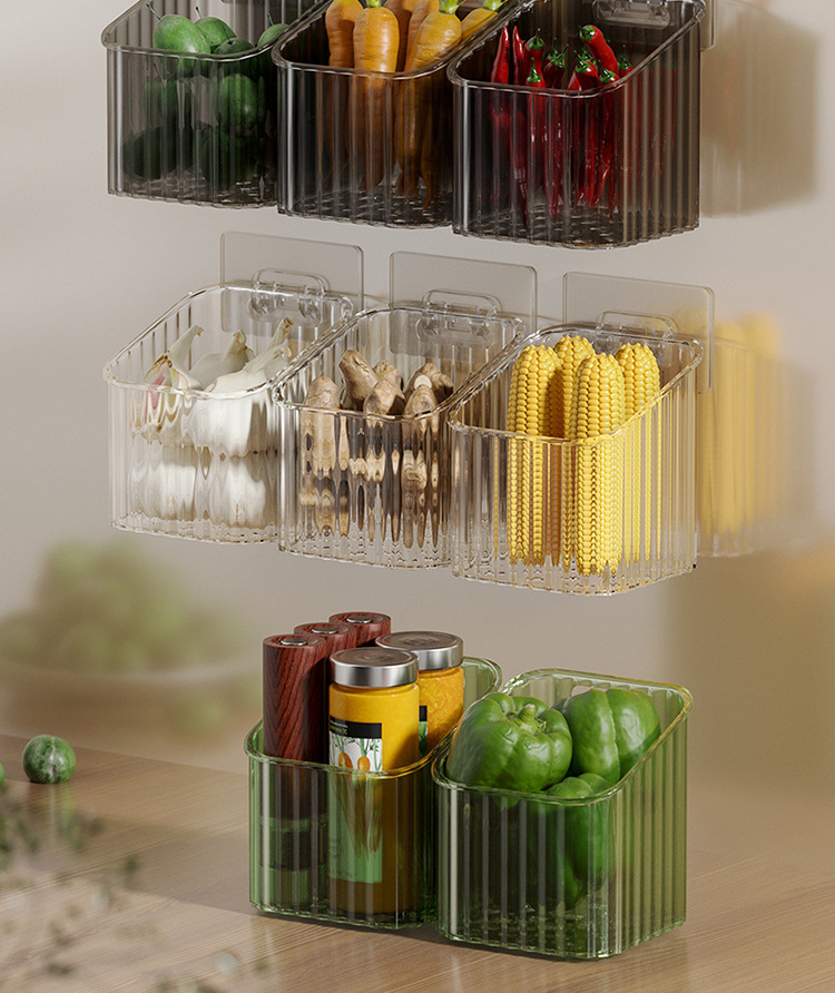 clear plastic wall mounted storage bins for kitchen   plastic material no electricity required details 0