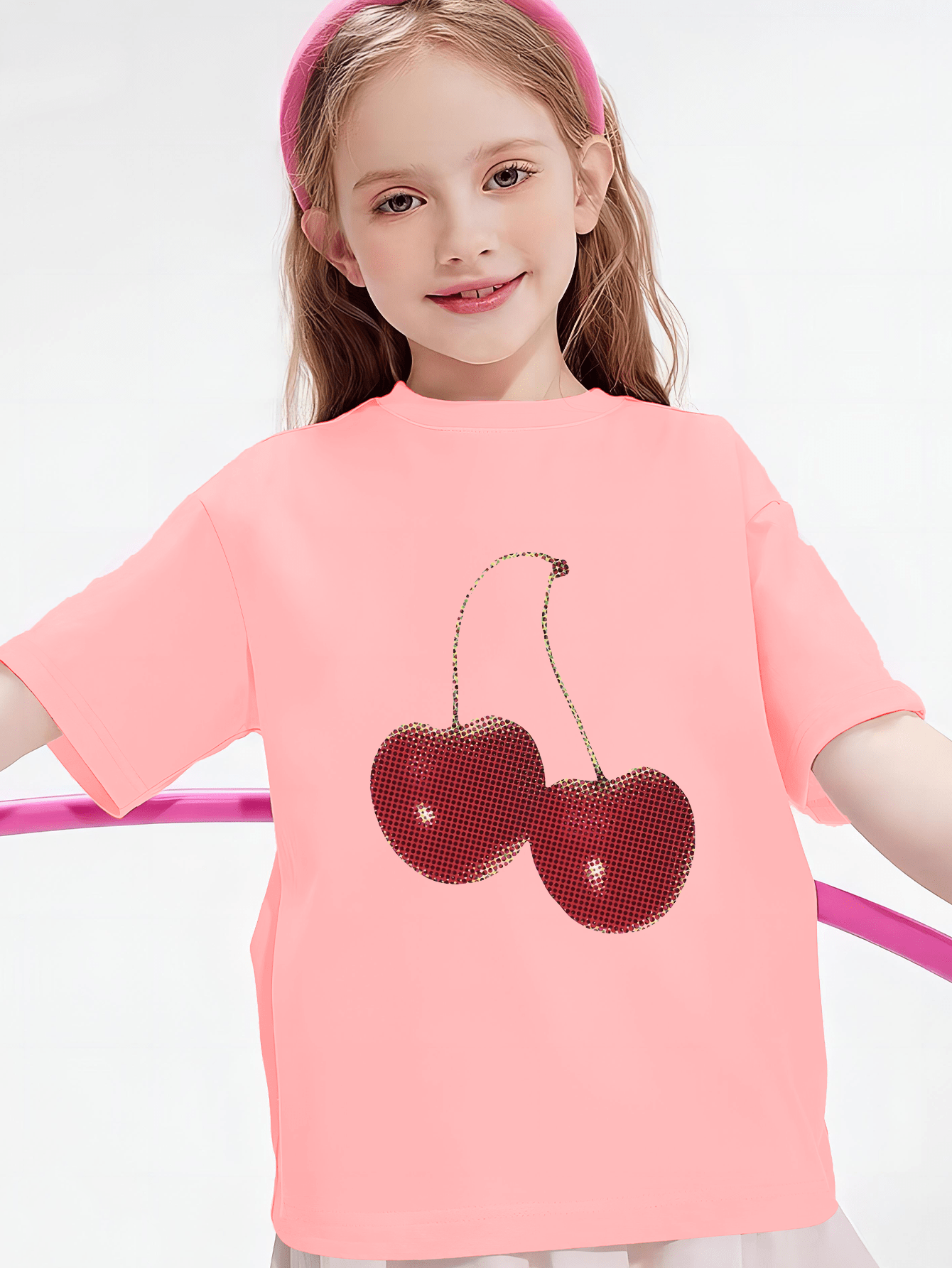 Pop Art Cherry Print T shirt Girls Casual Short Sleeve Top - Temu