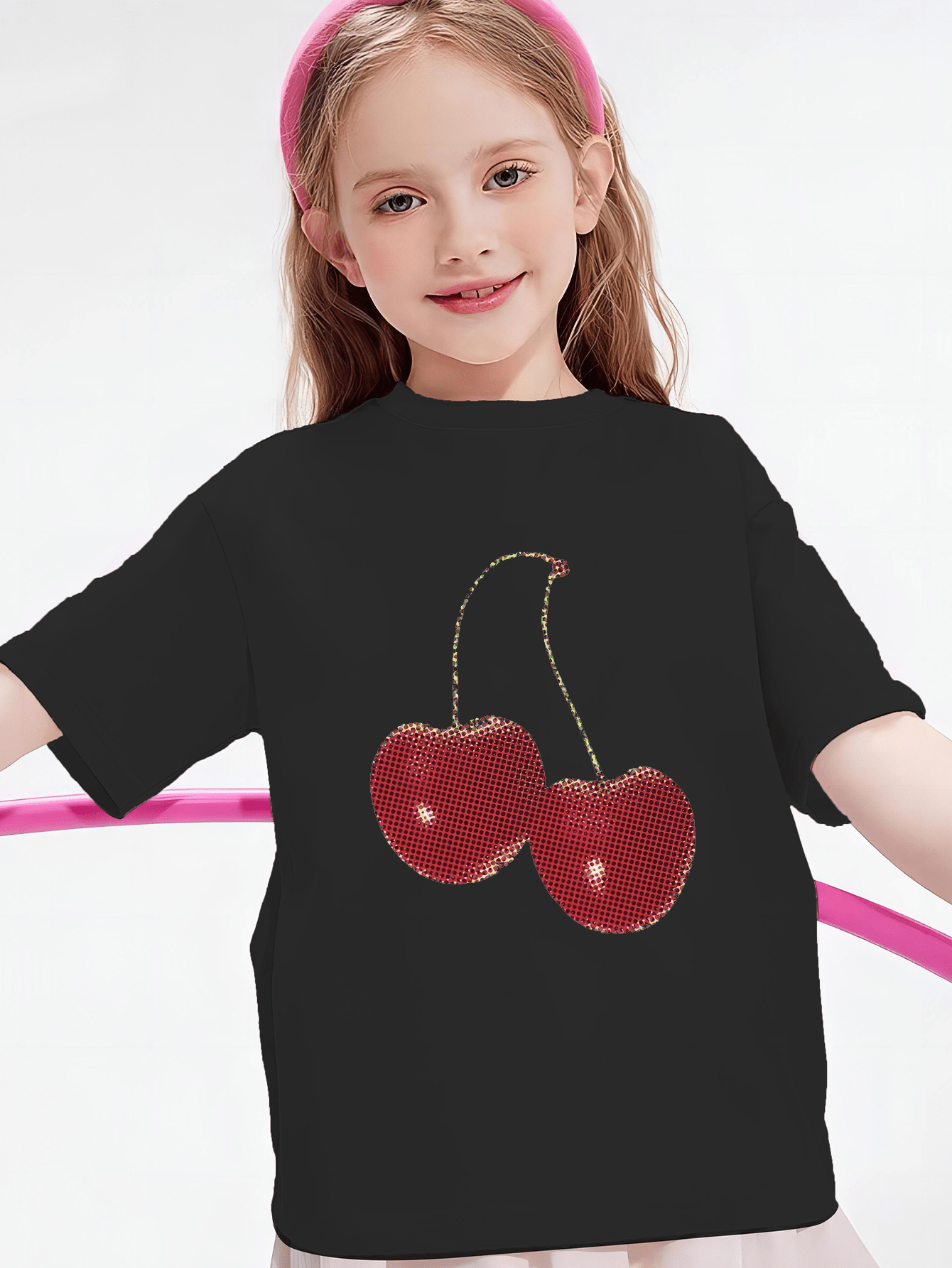 Pop Art Cherry Print T shirt Girls Casual Short Sleeve Top - Temu