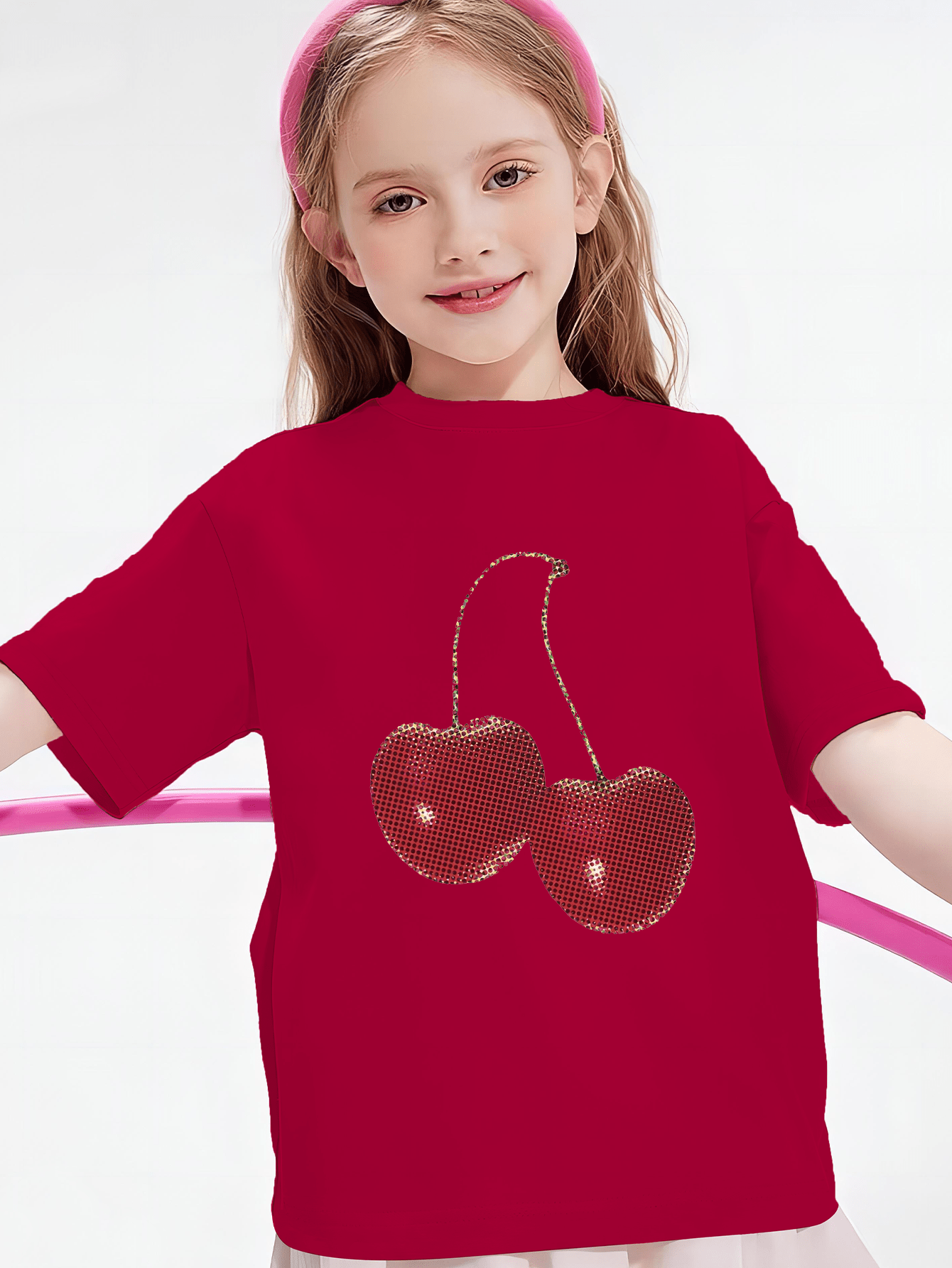 Pop Art Cherry Print T shirt Girls Casual Short Sleeve Top - Temu