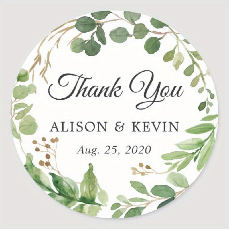 

108pcs Personalized Round Label Stickers Custom Name Date Thank You Stickers For Bridal Shower Party