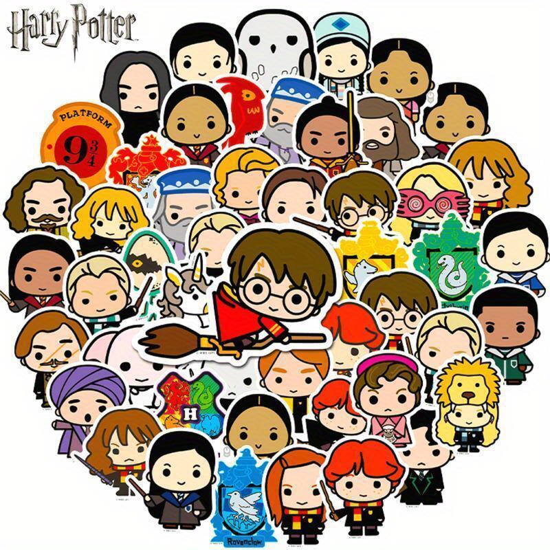 

50-piece Harry Potter Stickers - Officially Licensed, High-quality Pvc, Reusable Decals For Laptops, Phones, Ipads - Cute Cartoon Characters