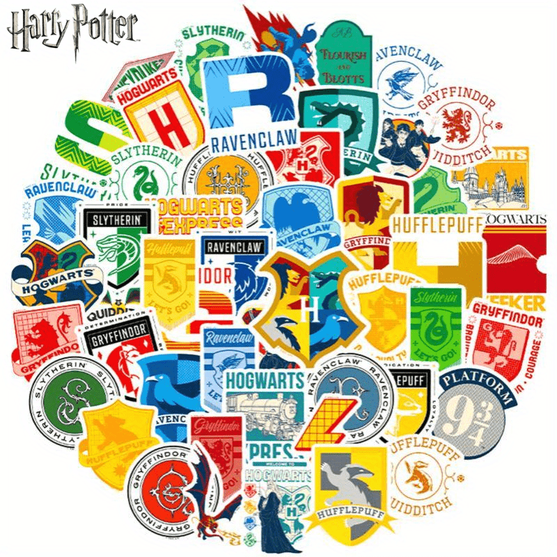 

Harry Potter 50pcs Stickers, College Insignia, High-quality Pvc, Reusable For Laptops, Bottles, Bumpers - Perfect For All Gadgets, Officially Licensed Wb Collection