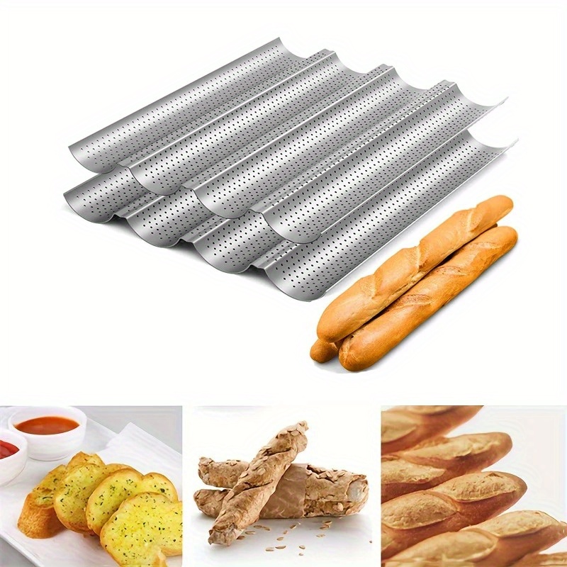 

1pc Nonstick Perforated French Bread Baking Pan Carbon Steel Baguette Pan French Bread Loaf Bake Mold Cooking Tray