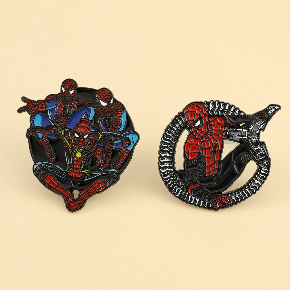 

1/2pcs Stylish Cartoon Character Brooch For Men, Spider Man Enamel Pin, Jewelry Metal Badge Accessories For Backpack Clothing