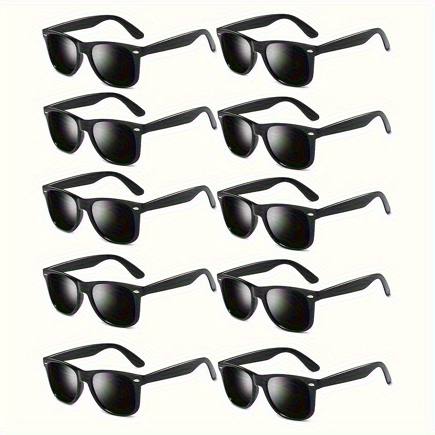 

10 paires de lunettes de soleil carrées rétro classiques à la mode, style vintage, noir, accessoires de fête pour adultes, accessoire de vacances