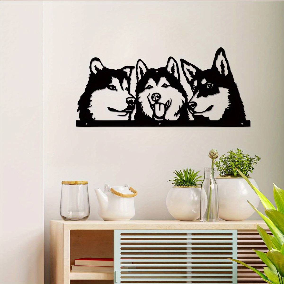 

1pc 3 Happy Huskies, Metal Wall Art, Metal Dog Logo, Cute Dog Wall Hanging, Dog Pet Logo, Dog Lover Art, Pet Wall Decoration