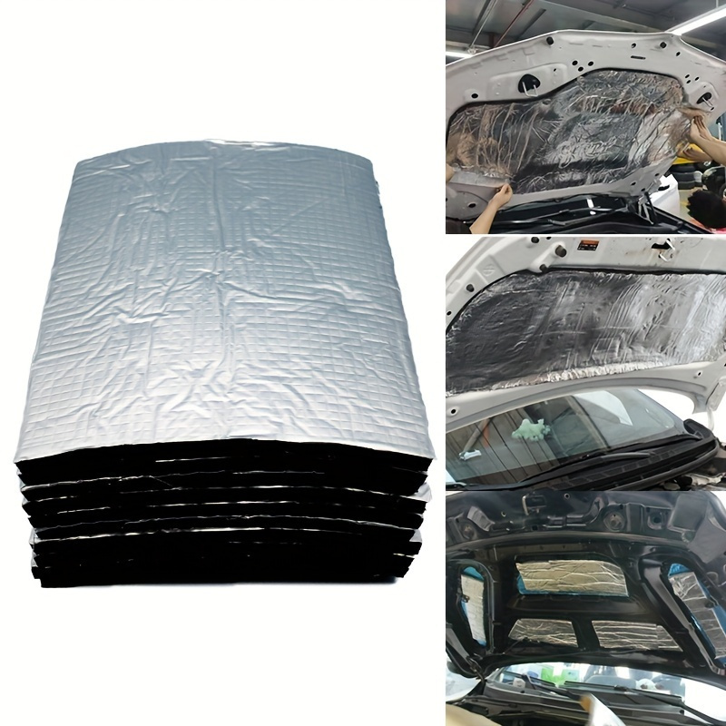 

10 Sheets Universal Car Sound Deadening Mat, 5mm Heat Insulation & Noise Reduction, Synthetic Rubber Hood Insulation Pad For Van Vehicle Silent Driving- Uncharged
