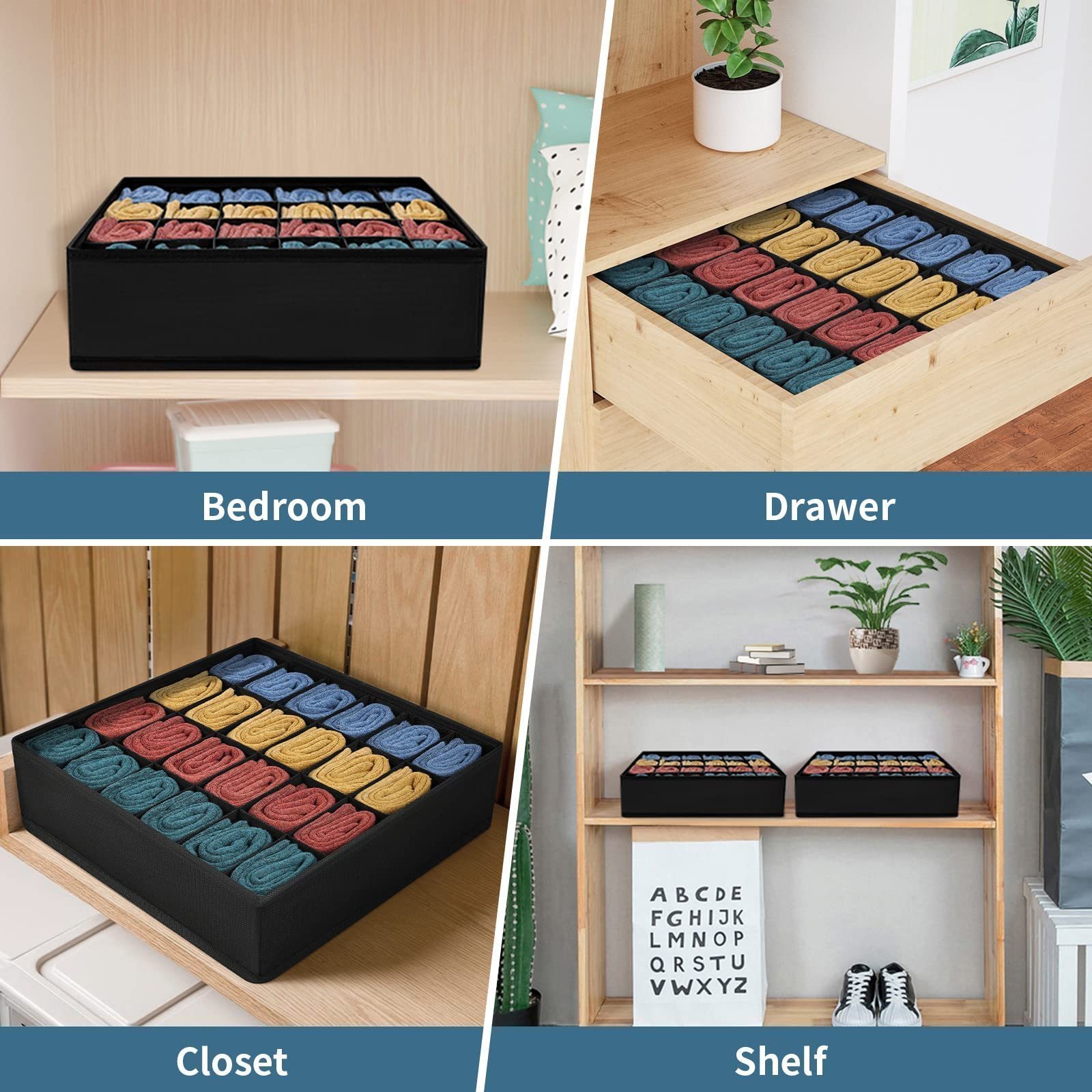 2pcs foldable drawer organizers for socks tie   saver for home closet organization halloween christmas gift details 3